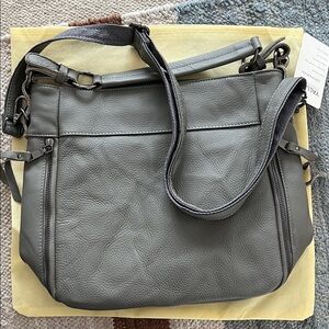 Gray Leather Shoulder Bag